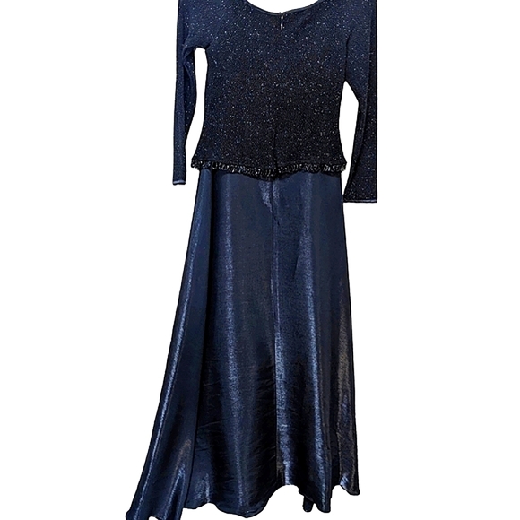 Betsey & Adam by Jaslene formal long dress, long sleeves, bead accents black - Picture 3 of 6